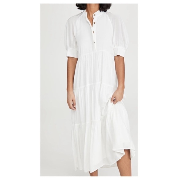 Never Fully Dressed / white tiered Panel Maxi midi Dress US 4 - Picture 5 of 7